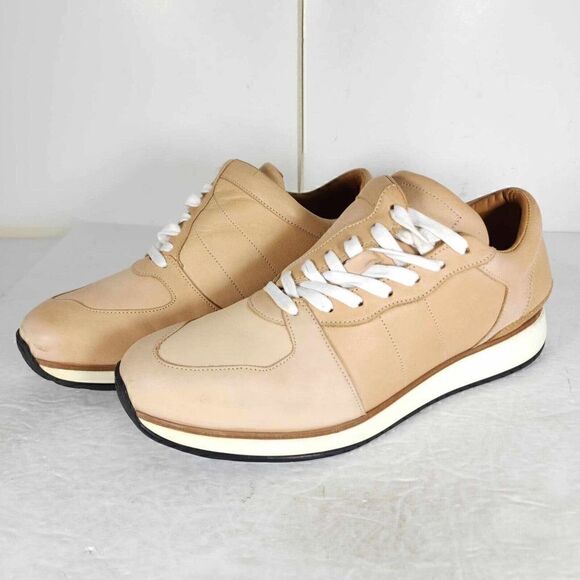 Number 288 Men's Mott Runner US 9 Beige Leather Law Top Lace-Up Sneakers Shoes